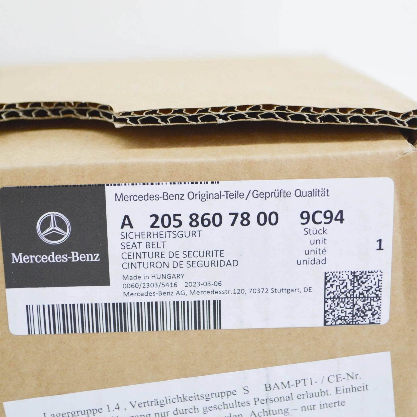 NEW MERCEDES-BENZ C W205 FRONT RIGHT SEATBELT A20586078009C94 ORIGINAL