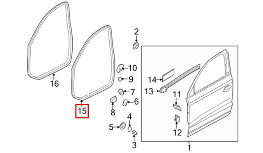 NEW AUDI Q3 8U FRONT LEFT OUTER DOOR SEAL RUBBER 8U0837911B
