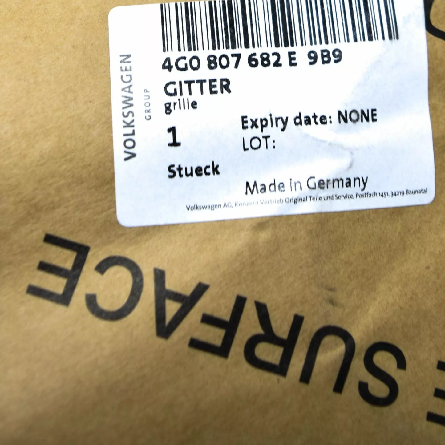 NEW AUDI A6 C7 RIGHT FOG LIGHT GRILLE S LINE 4G0807682E9B9 2011 GENUINE