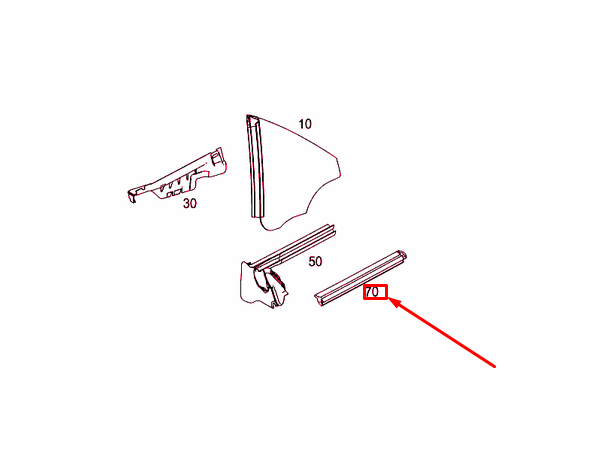 NEW MB SLK R172 REAR RIGHT SIDE WINDOW OUTSIDE SEALING RAIL A1726700238 ORIGINAL