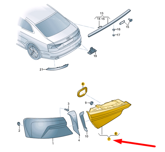 new audi a5 8w6 left side tailgate taillight 8w6945093s original