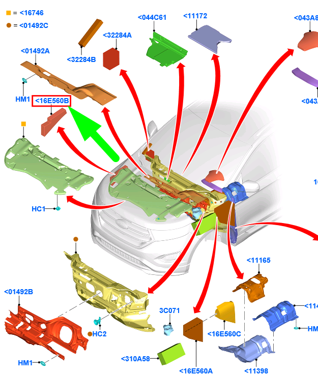 new ford edge mk2 front fender apron insulator 2023036 gt4b-f16e561-ac original