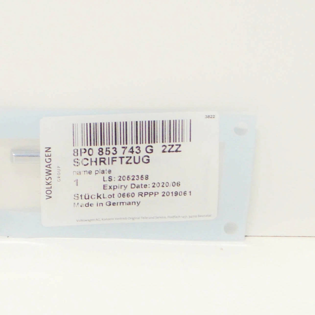 NEW AUDI A3 8P7 REAR TRUNK LID EMBLEM BADGE 2.0 TDI 8P0853743G 2ZZ