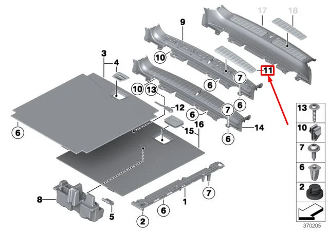 NEW BMW X3 F25 TRUNK STAINLESS STEEL RIGHT INSERT 51477250960 ORIGINAL