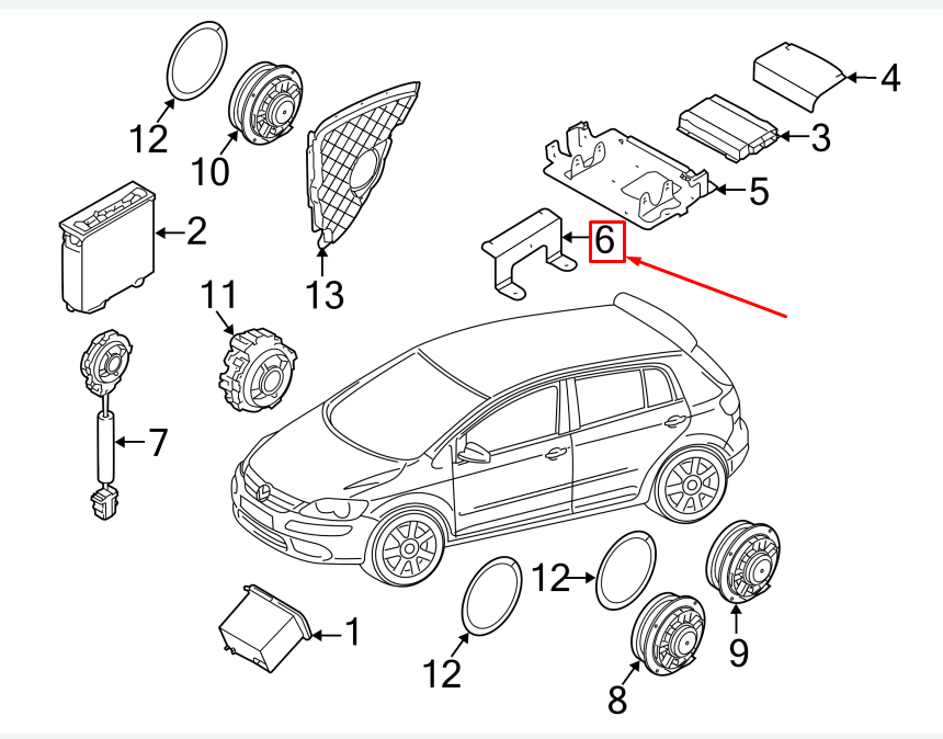 NEW VW EOS 1F AMPLIFIER MOUNT BRACKET 1K0035933 ORIGINAL