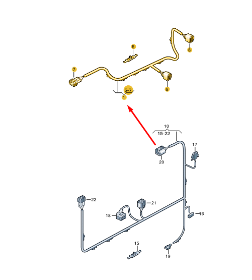 NEW VW TRANSPORTER VI T6 SLIDING DOOR ADAPTER CABLE LOOM 7E0971691A ORIGINAL