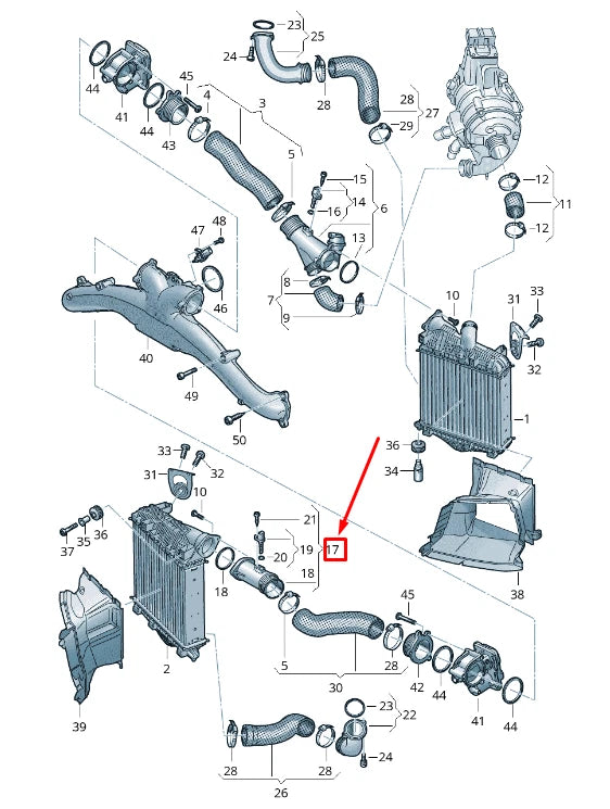 NEW AUDI Q7 4M ENGINE CHARGE AIR PRESSURE TUBE RIGHT UPPER 4M0145956K
