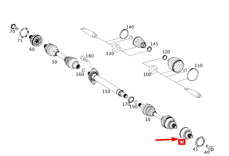 new mb cla c117 front drive shaft left outer fixed joint a2463600075 original