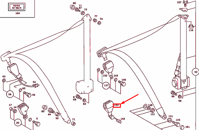 NEW MERCEDES-BENZ SL R107 FRONT LEFT SEAT BELT FASTENER A1078603169 ORIGINAL