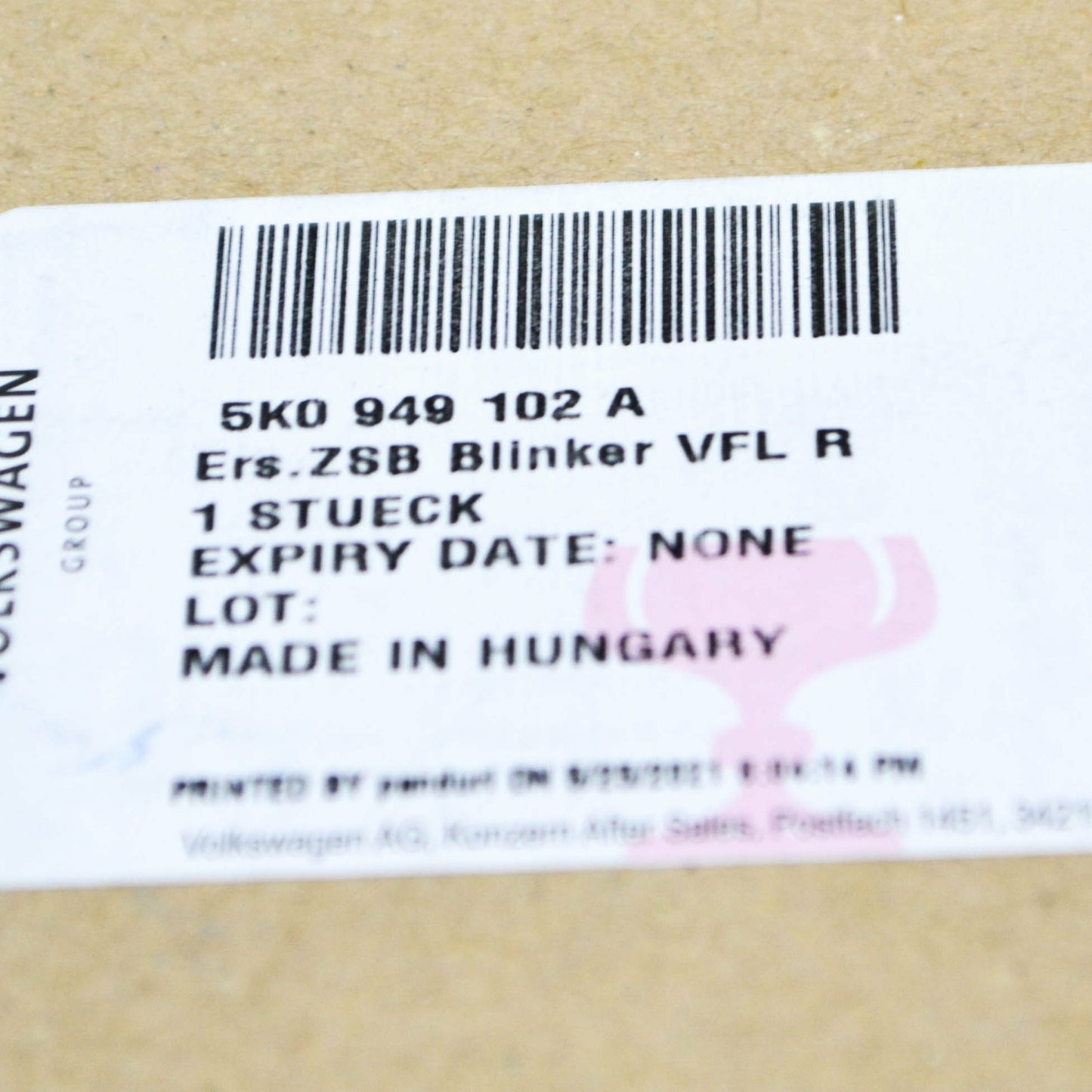 NEW VW GOLF MK6 5K FRONT RIGHT DOOR MIRROR TURN INDICATOR 5K0949102A ORIGINAL