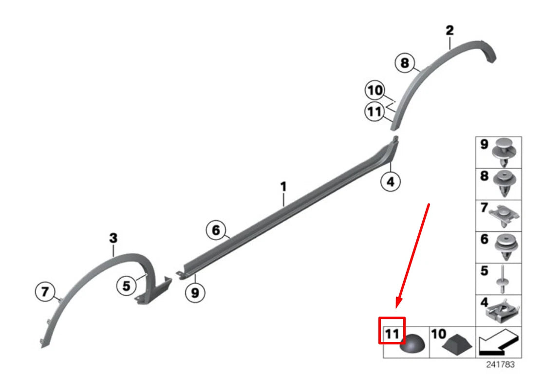 NEW BMW X3 F25 FRONT RIGHT ROCKER PANEL MOLDING 7205780 51137205780 ORIGINAL
