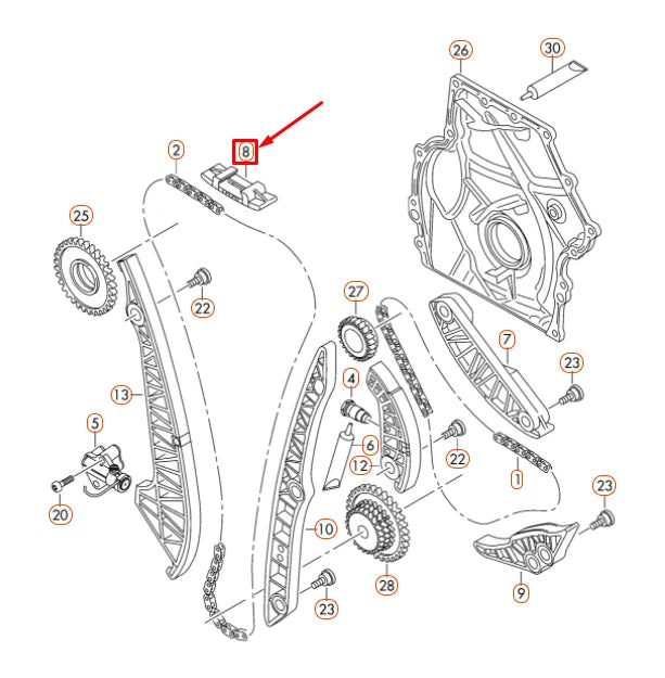 NEW AUDI A1 MK1 UPPER ENGINE TIMING CHAIN SLIDE RAIL 06K109469N ORIGINAL