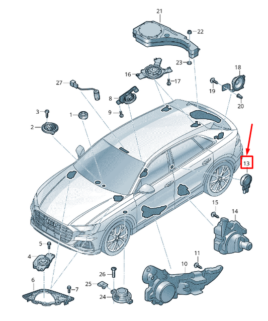 NEW AUDI Q8 4MN REAR DOOR TREBLE SPEAKER 4K0035399 ORIGINAL