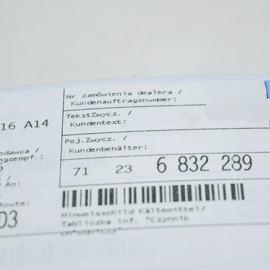 NEW BMW 2 CABRIO F23 COOLANT LABEL 540/-10G 71236832289 6832289 ORIGINAL