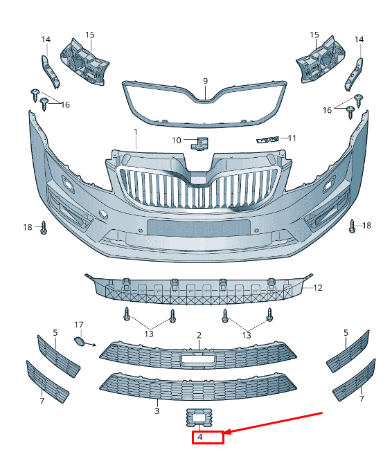 new skoda octavia mk3 5e front bumper distronic trim 5e0853631a9b9 original