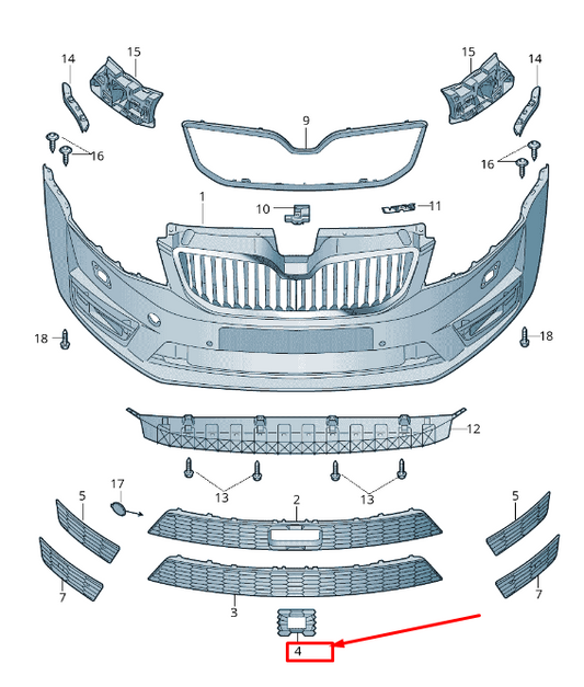 new skoda octavia mk3 5e front bumper distronic trim 5e0853631a9b9 original