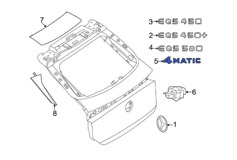 NEW MERCEDES-BENZ EQS V297 REAR BOOTLID BADGE A2978170500 ORIGINAL