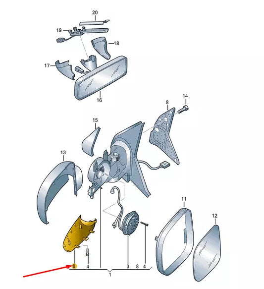 NEW VW CADDY 2K FRONT RIGHT DOOR MIRROR LOWER TRIM LHD 7E18576049B9 ORIGINAL