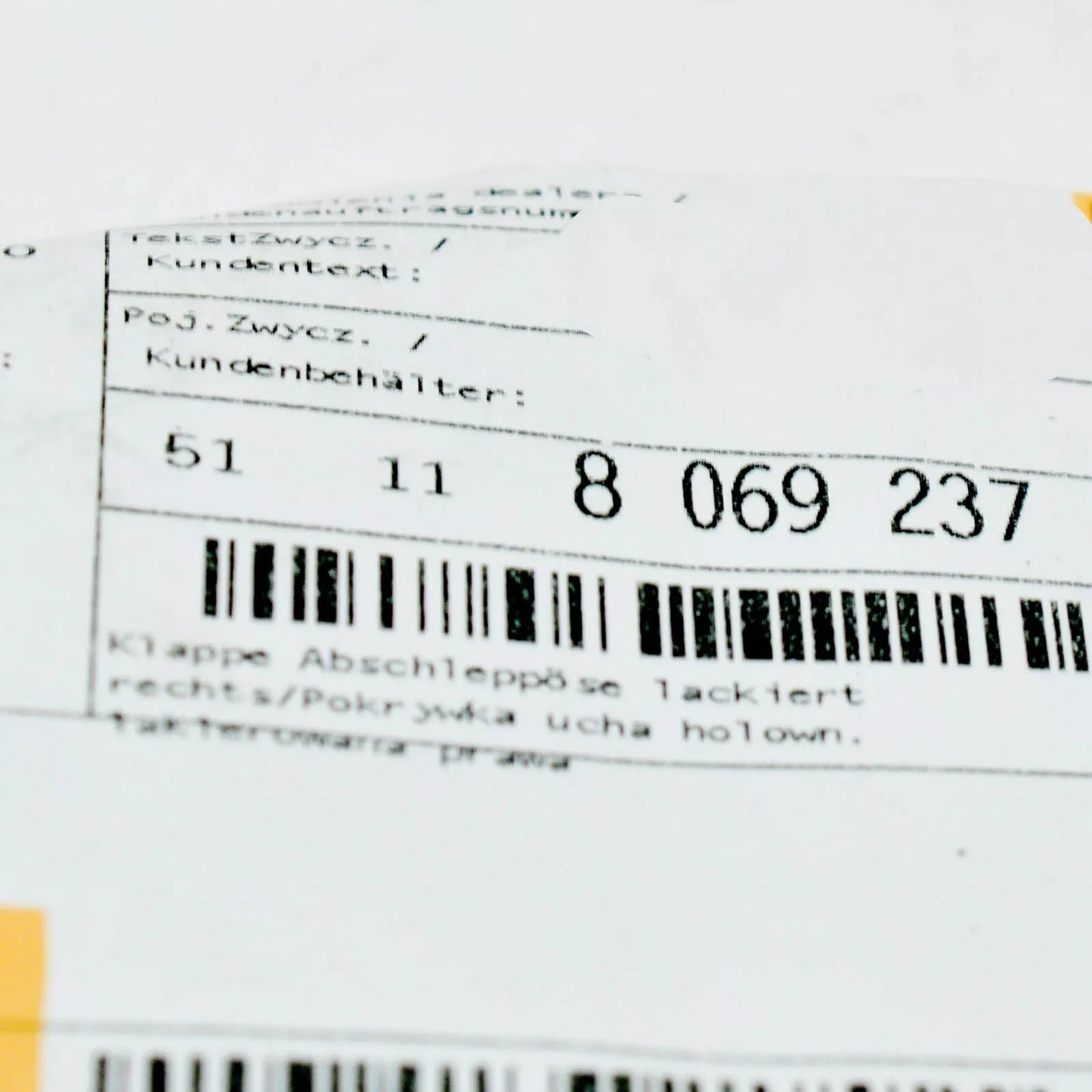 NEW BMW X5 G05 FRONT BUMPER TOW EYE COVER RIGHT M 8069237 51118069237 ORIGINAL