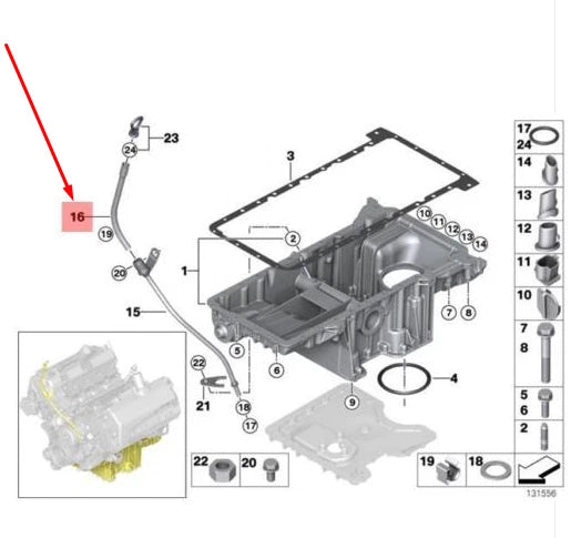 NEW BMW X5 E53 UPPER OIL DIPSTICK GUIDE TUBE 11437536198 7536198 ORIGINAL