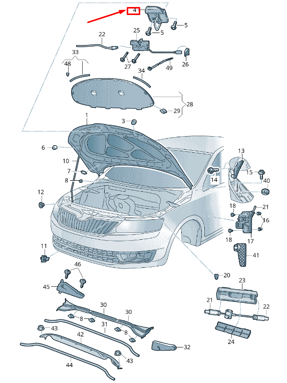NEW SKODA OCTAVIA 5E MK3 UPPER BONNET LOCK 5E0823186E ORIGINAL