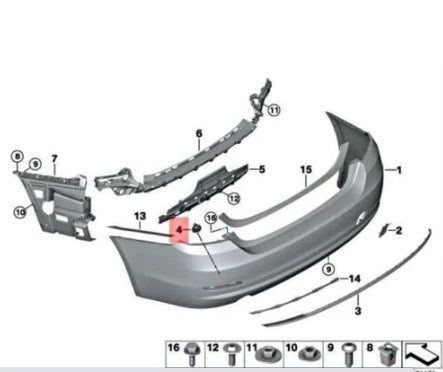 NEW BMW 4 COUPE F32 LCI REAR BUMPER PDC BRACKET MOUNTING KIT 51127470968
