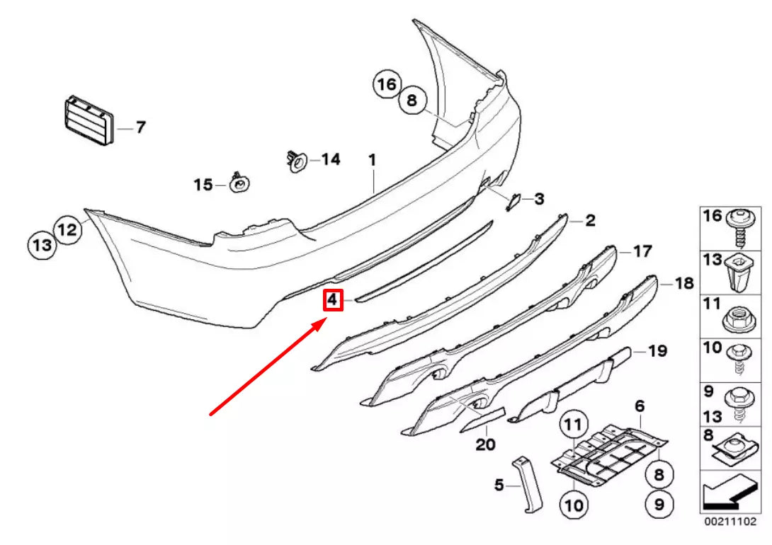 NEW BMW 3 COUPE E92 REAR BUMPER M-SPORT TRIM 51128041192 8041192 ORIGINAL