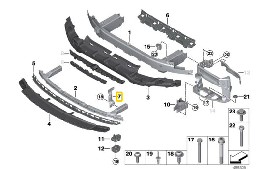 NEW BMW 8 G15 FRONT BUMPER CARRIER LEFT CONNECTION 51117478183 ORIGINAL