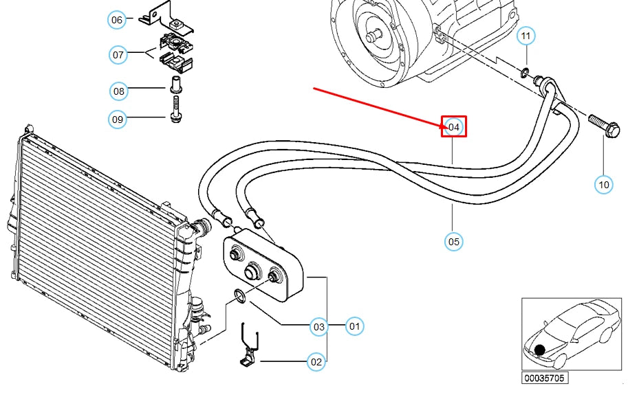 NEW BMW 3 E46 OIL COOLER HOSE PIPE INLET 17227577622 7577622 ORIGINAL