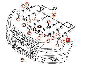new audi a6 c6 avant front bumper pdc parking sensor 1t0919297agru original