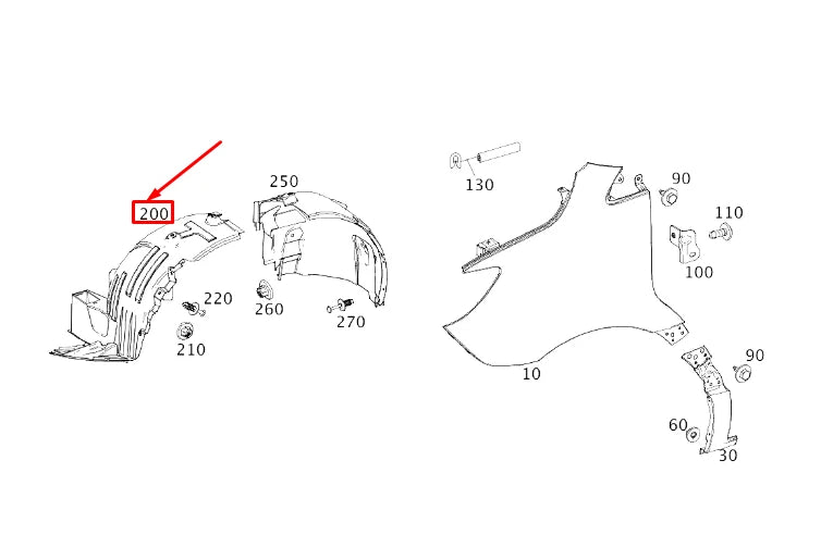 NEW MB SPRINTER 907 FRONT RIGHT WHEEL HOUSE LINER FRONT PART A9076842802