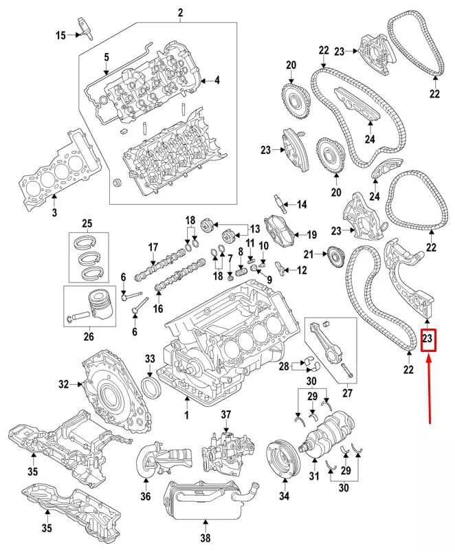 NEW AUDI A6 AVANT 4G ENGINE TIMING CHAIN TENSIONER 079109507AM ORIGINAL