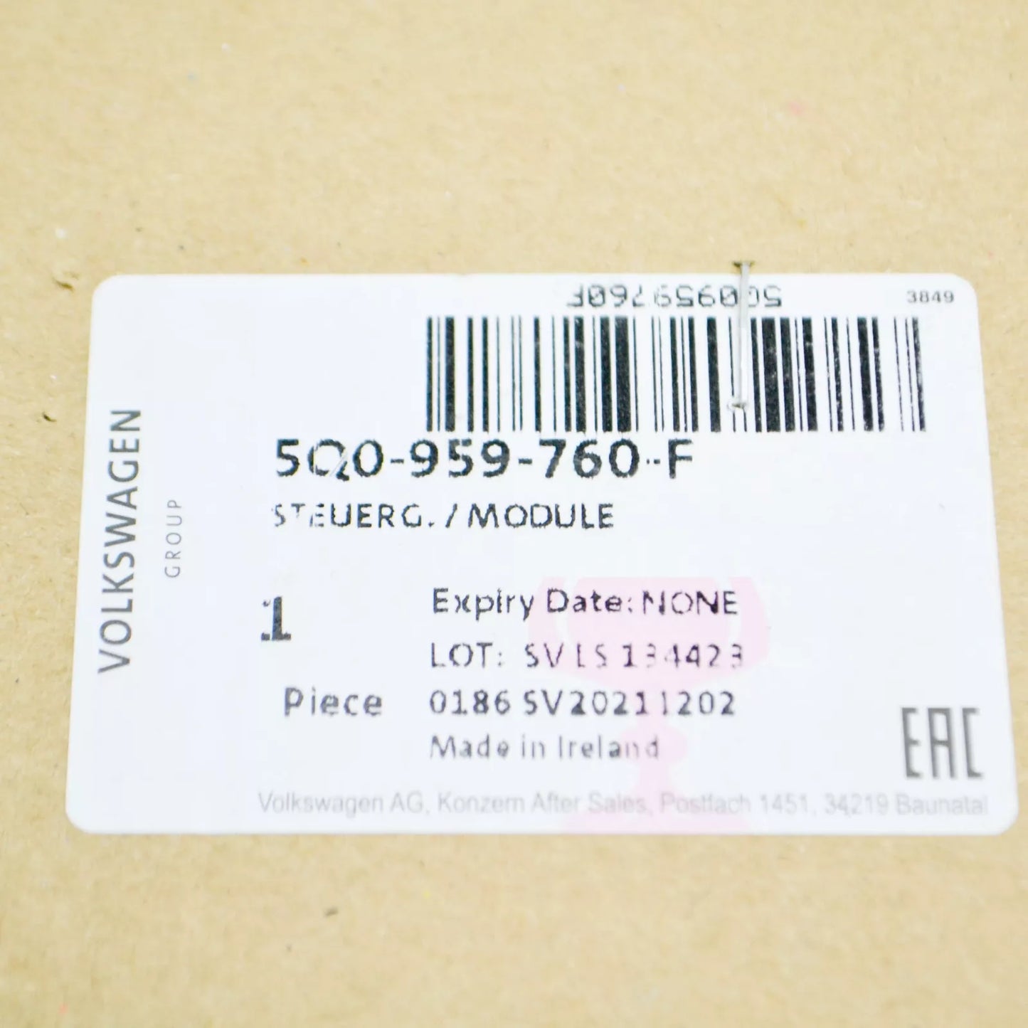 NEW VW ARTEON 3H7 FRONT SEAT AND BACKREST ADJUSTMENT CONTROL 5Q0959760F ORIGINAL