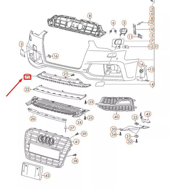 NEW AUDI A5 8T FRONT BUMPER LOWER CENTRE GRILLE 8T0807647C01C