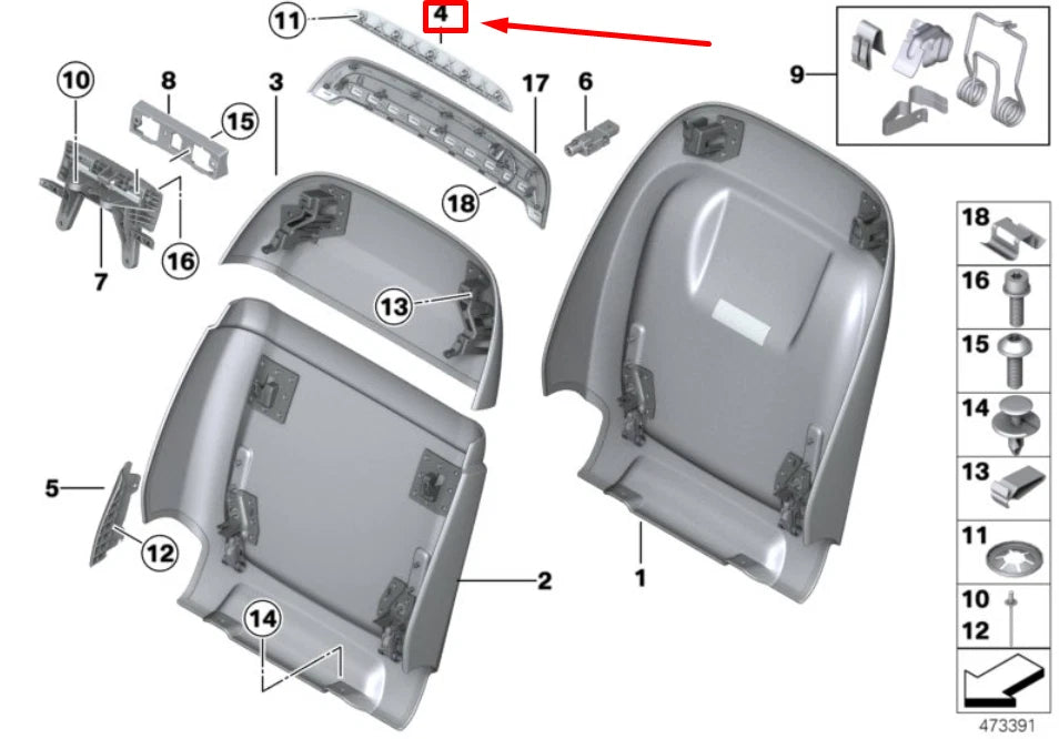 NEW BMW 6 G32 BASIC SEAT LED LIGHT INSERT 52109180203 9180203 ORIGINAL