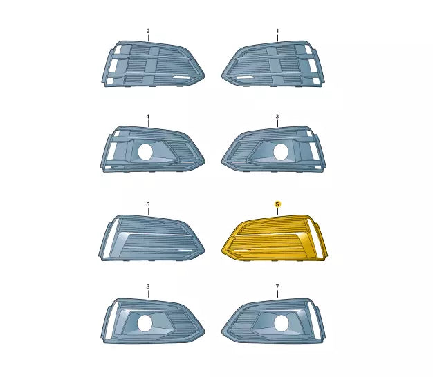 NEW AUDI FRONT AIR GUIDE GRILLE LEFT DARK CHROME HIGH GLOSS 8W6807681MRN4