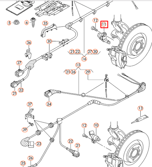 new audi a3 s3 8v rear left abs sensor wht003864b original