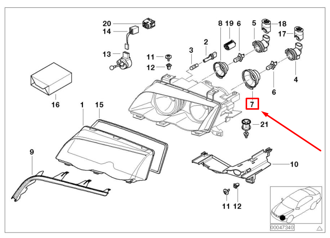new bmw 3 e46 headlight low beam cover 63128384491 8384491 original