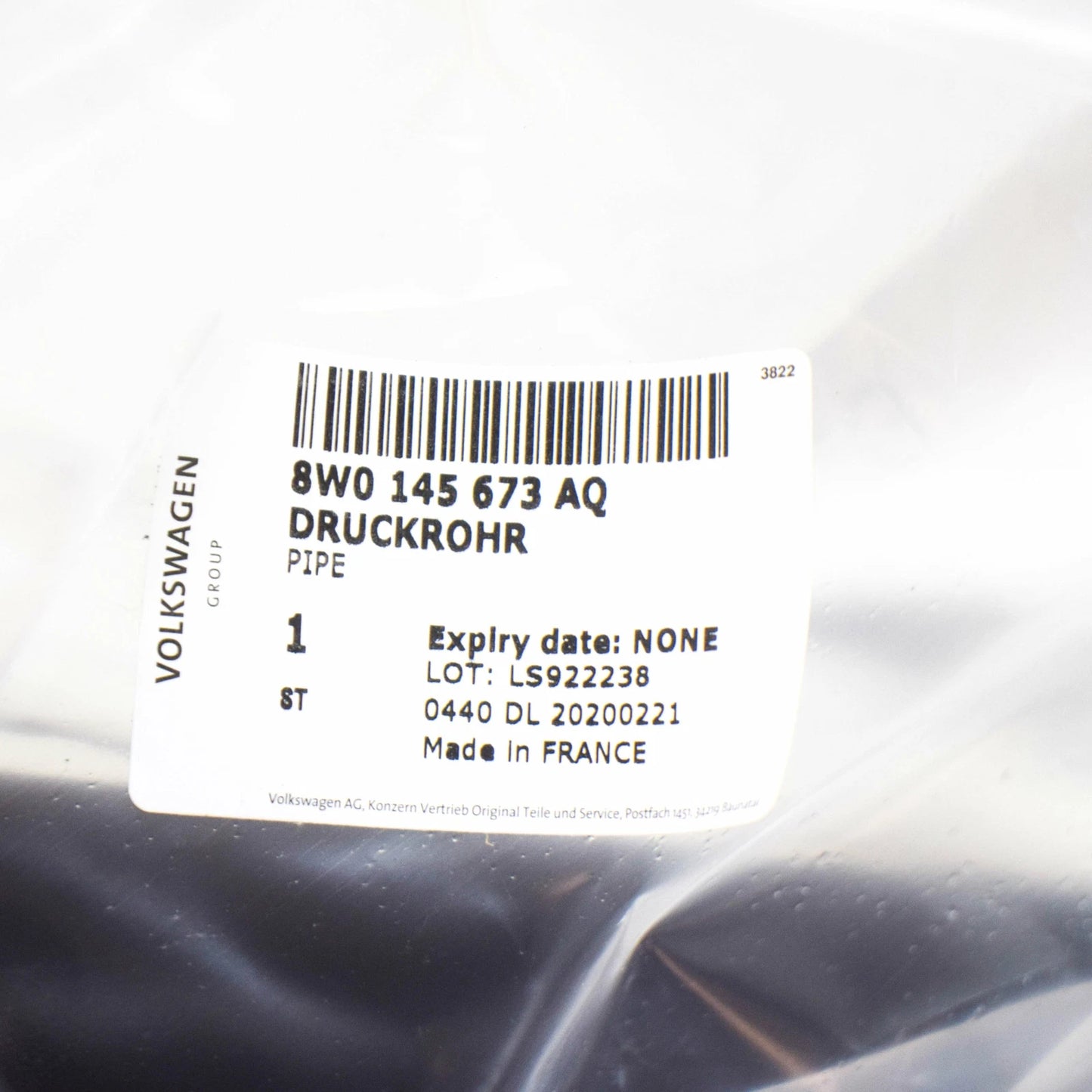 NEW AUDI A4 B9 LEFT TURBOCCHARGER INTERCOOLER HOSE PIPE 8W0145673AQ