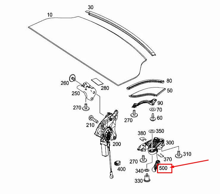 NEW MERCEDES-BENZ SLK R172 REAR LEFT SIDE LEDGE SPRING LINK A1723300139 ORIGINAL