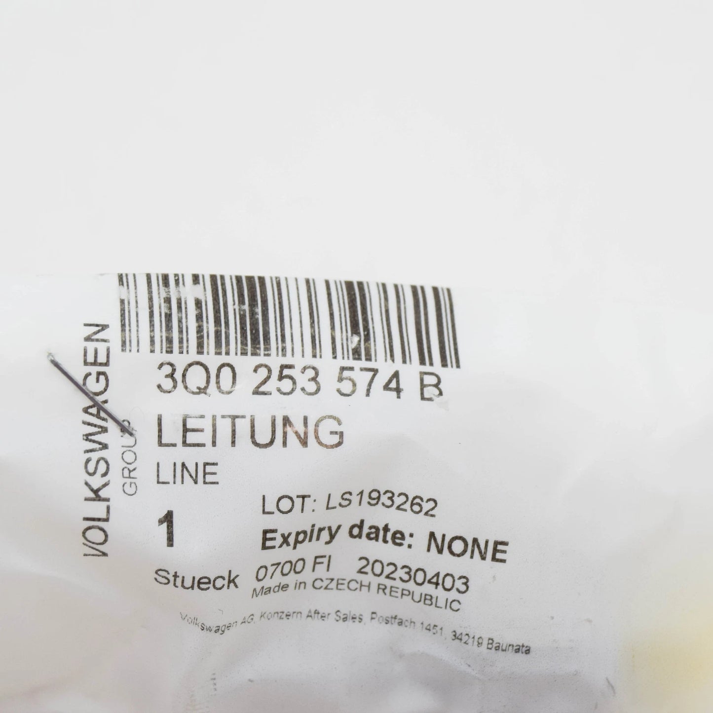 NEW VOLKSWAGEN PASSAT B8 3G EXHAUST PIPE CONTROL LINE 3Q0253574B ORIGINAL