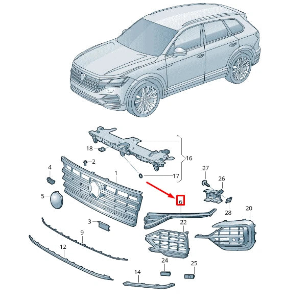 NEW VW TOUAREG CR FRONT LEFT BUMPER PROTECTIVE GRILLE 760853597BBUS