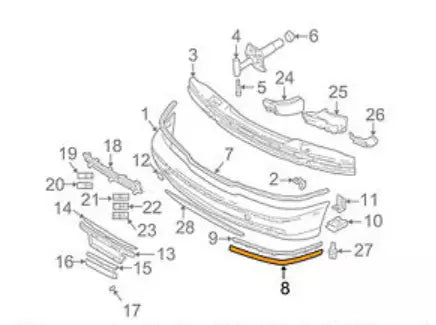 NEW BMW 5 E39 FRONT BUMPER LEFT SIDE MOLDING TRIM 51117005965 ORIGINAL