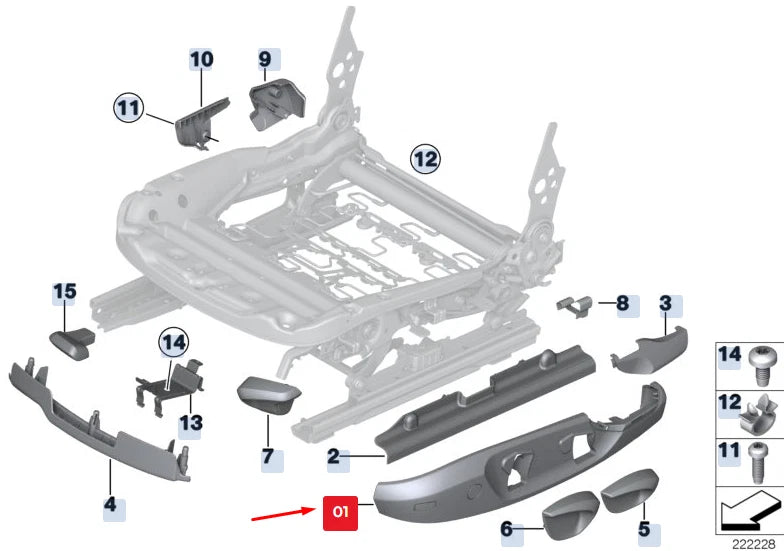 NEW BMW X3 F25 FRONT LEFT OUTER SEAT TRIM 52107118483 7118483 ORIGINAL