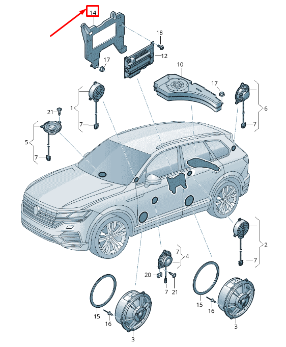 NEW VW TOUAREG CR SOUND AMPLIFIER HOLDER 4M4907456 ORIGINAL