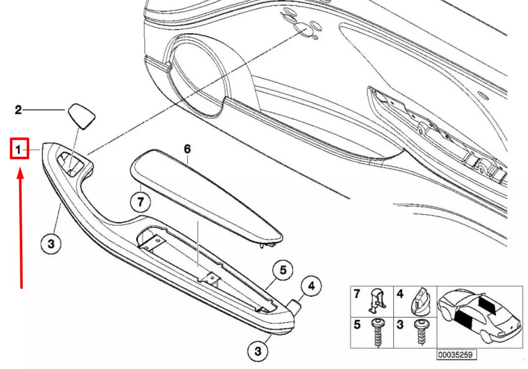 NEW BMW 3 E46 FRONT LEFT DOOR ARMEST 51417049681 7049681 ORIGINAL