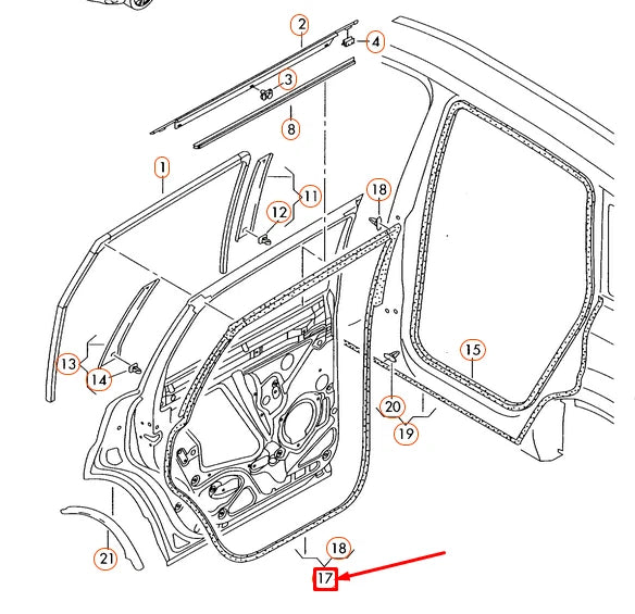 NEW AUDI Q7 4L REAR RIGHT OUTER DOOR SEAL SELF-ADHESIVE 4L0839912