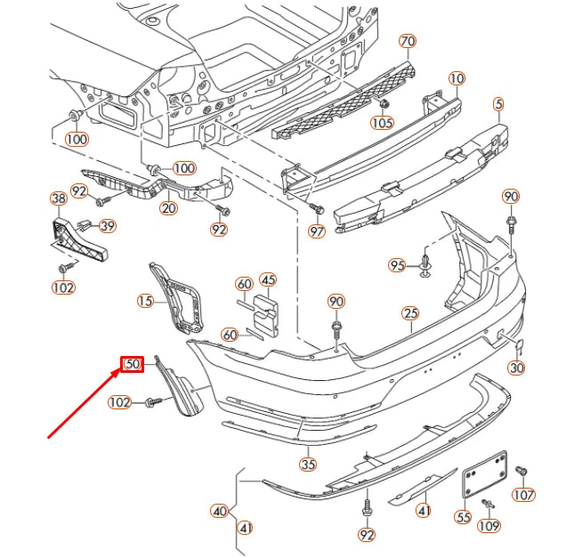 NEW VOLKSWAGEN PASSAT B7 REAR BUMPER RIGHT WHEEL COVER TRIM 3AA807838B