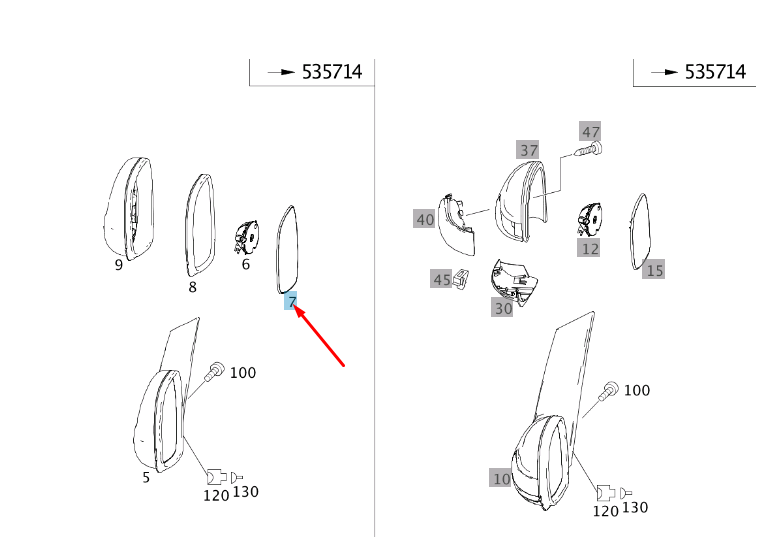 new mb vito w639 front left door mirror convex glass a0008100519 original