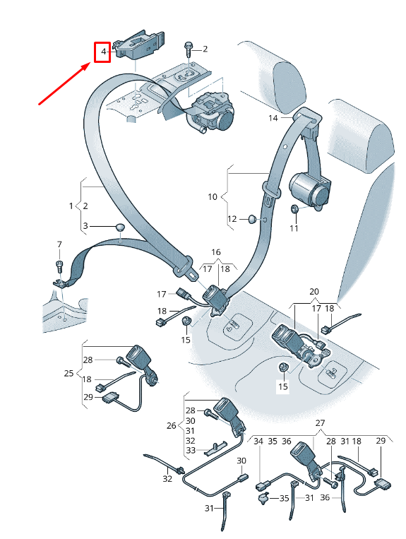 NEW AUDI Q5 FY REAR LEFT SEAT BELT GUIDE 80A857791A 4PK 80A857791A4PK ORIGINAL